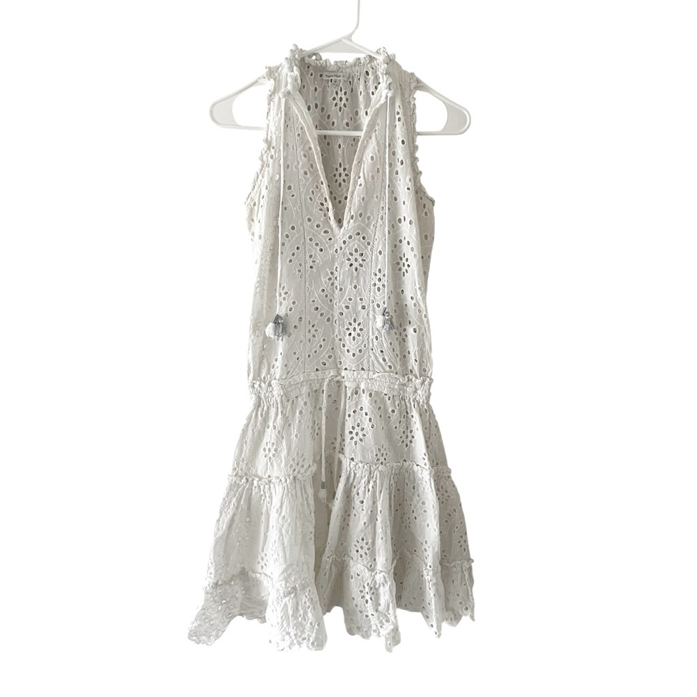 Poupette St Barth White Eyelet Beach Cover Up Mini Dress